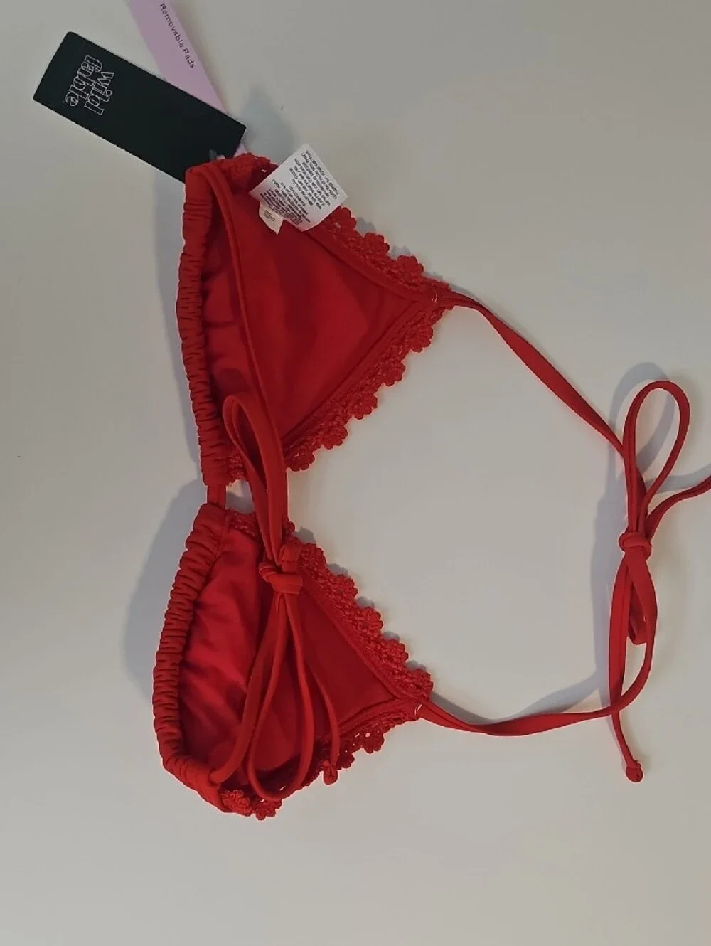 Wild Fable Women's M Crochet Edge Red Triangle Bikini Set